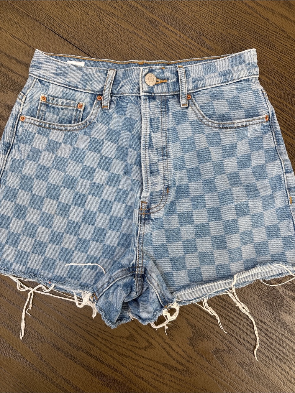 PacSun Light Wash Ultra High Rise Denim Shorts with Contrast Stitching